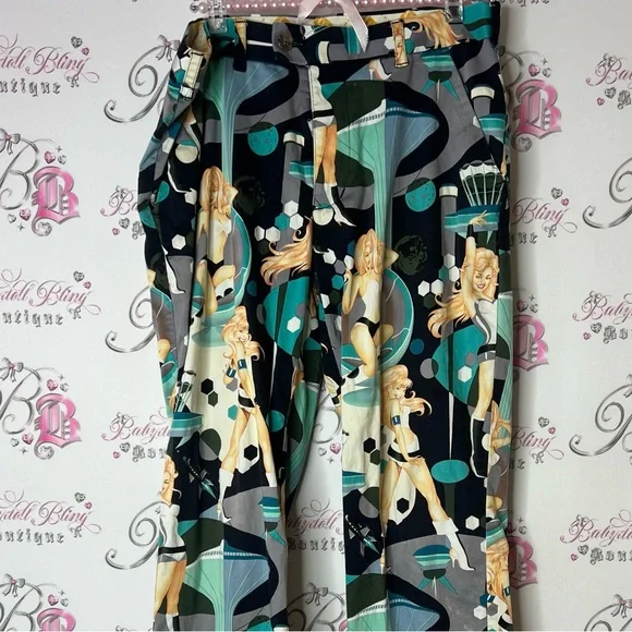 Loudmouth golf pants space girls John Daly rare pants retro girls pin up girl - Picture 6 of 8